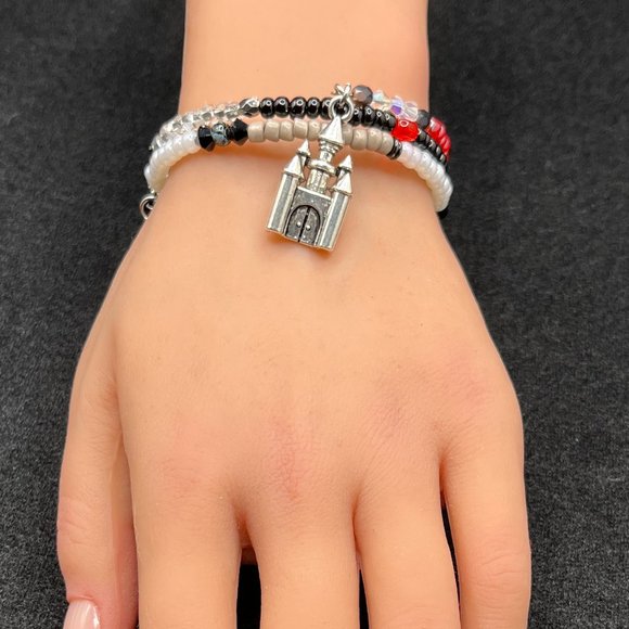 Castles Silver Charm Beaded Bracelet For Women - Picture 1 of 5